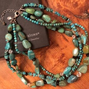 Silpada 4 Strand Sterling Silver Turquoise Stone Necklace